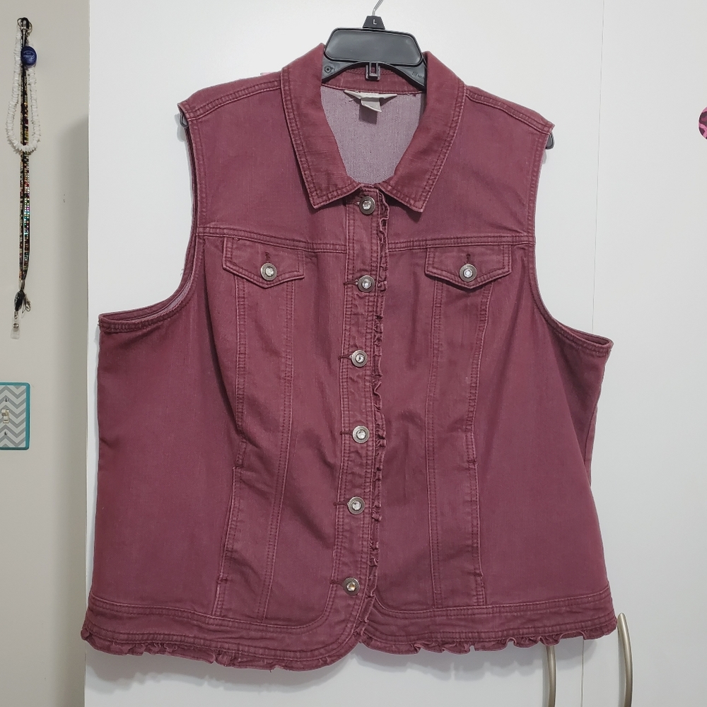 CJ Banks Purple/Burgundy Denim Vest